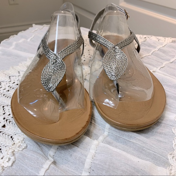 Brand new Tsakiris Mallas Silver Flat Ankle Strap Tong Sandals Leather Insole 39 - Picture 3 of 8